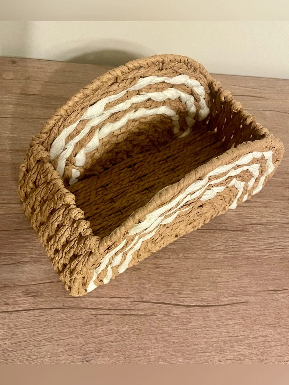 Target Playground Woven Wicker Rattan Rainbow Basket Napkin Holder Boho Decor